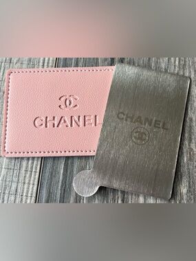 Chanel Blush Mirror and Holder.